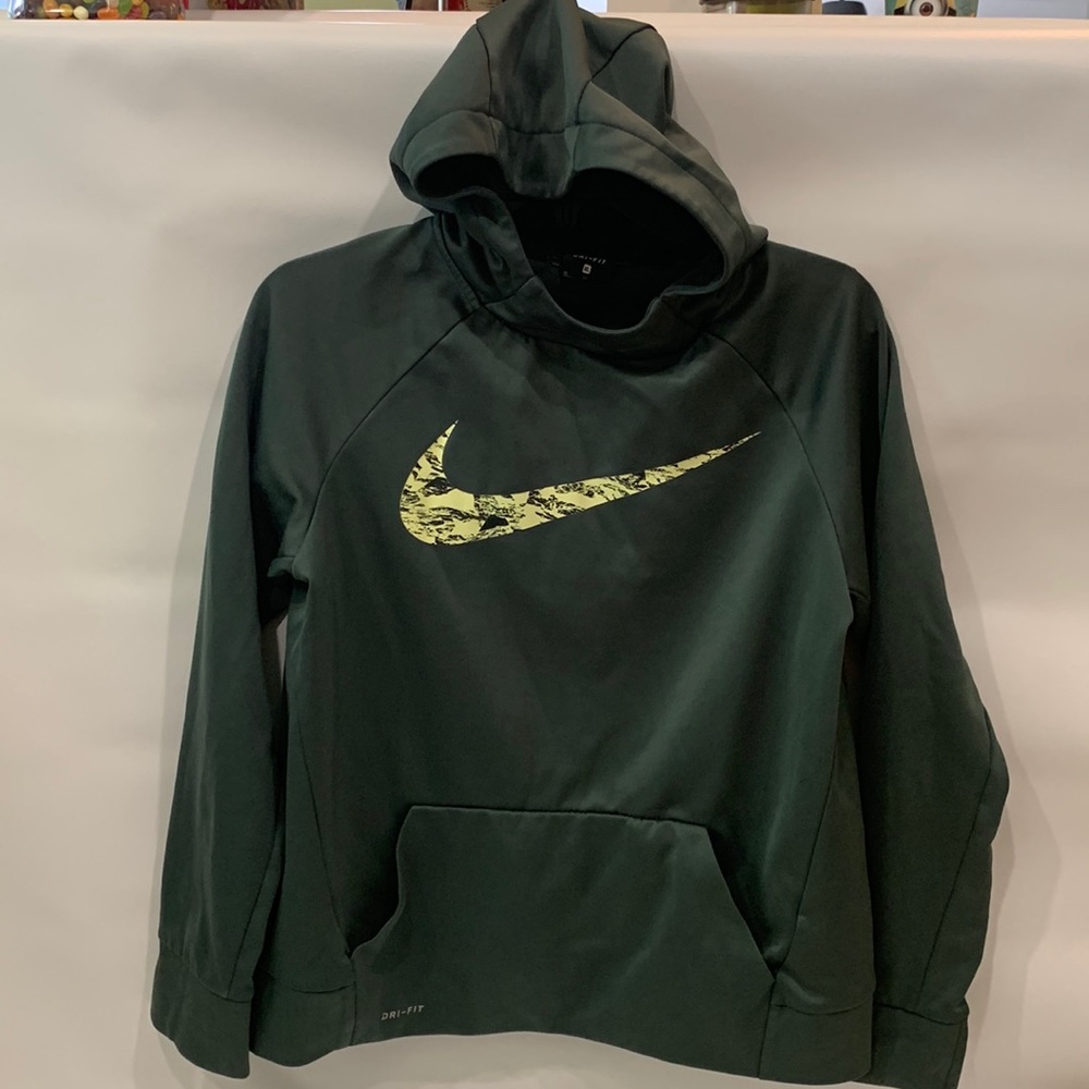 Nike Dri-Fit hoodie hooded sweatshirt, youth XL, front pocket, green